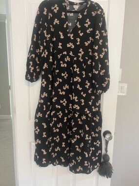 a new day Black Midi Dress with Beige Floral Print